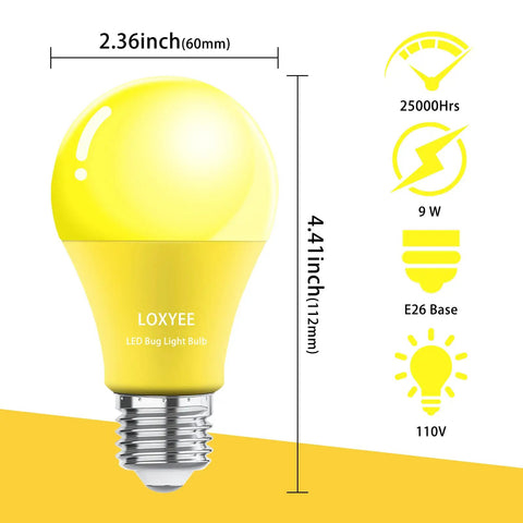 Amber Outdoor Bug Light Bulbs 9W 80W Equivalent E26 Base Flood Lights 2000K Warm Amber Glow For Porch Patio Hallway Decor Keeps Bugs Out No Dimmable 2 Pack features