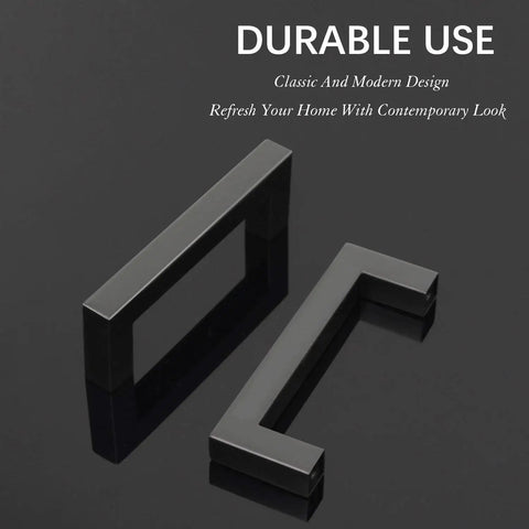 Six Pack Black Stainless Steel T Bar Kitchen Cabinet Door Pull Handles, 3.5 Inch Center, 4 Inch Length Matte Finish, top view