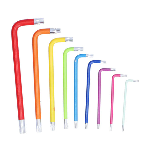 Kickstart Your Home Repair Game With This Hottest 9 Pcs Arm Hex Wrench Set Featuring Gnarly Color Coding And Solid Metal Star Hex Keys For Pro Level Maintenance, Fixing, And All Your Daily DIY Projects Without The Stress. color-coded steel arm hex wrench set, 9-piece
