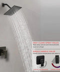 Oil Rubbed Bronze Shower Faucet Set With Wall Mounted Rainfall Shower System Stainless Steel Rain Shower Head Single Function Trim Kit