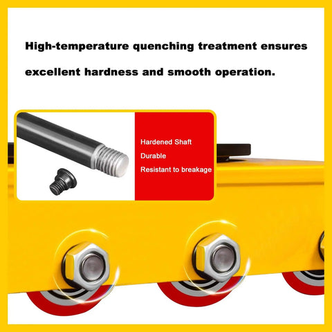 Close-up of Heavy Duty Steel Machinery Mover With Precision Steering Rollers showing hardened shaft and smooth operation details.
