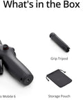 Osmo Mobile 6 Smartphone Gimbal Stabilizer With 3-Axis Stabilization, accessories including grip tripod, power cable, phone clamp.