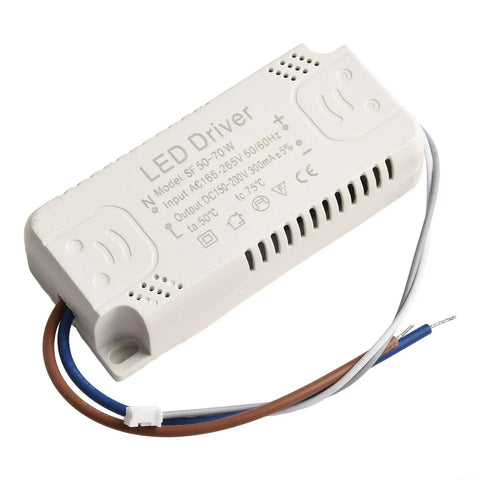 Rock Solid Heavy Duty Led Driver Electronic Transformer Constant Current Ac Dc Power Supply 50 To 70W 300Ma with wires and housing