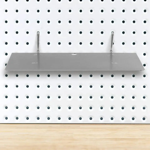 Silver Iron Pegboard Wall Shelf Rock Solid Workshop Storage Rack With No Sweat Tool Free Setup To Crush Kitchen Clutter As Heavy Duty Shop Organizer Holder