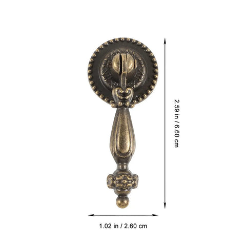 Vintage Cabinet Knobs With Sturdy Heavy Duty Drawer Pulls For Dressers And Interior Doors Hella Durable Hardware For An Instant Room Glow Up Easy Mount Two Pack measuring 2.59 inches.