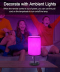 Bedside Lamp With 2 USB Ports And Outlet Lit RGB Color Changing Nightstand Light, 3-Way Dimmable With Remote Control, Easy Install