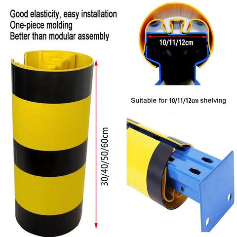 Built Tough Bully Proof Heavy Duty Pallet Rack Protectors Forklift Bumper Guards For Warehouse Columns Shock Absorbing Upright Shields Yellow Black Striped Industrial Corner Covers 18 Pack