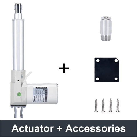 Built Like A Tank DC 24 Volt Electric Linear Actuator With Quick Setup Motor Controller And Heavy Duty Mechanical Arm Pumping Out 2000 Newton Force Plus 350 Millimeter Throw For Weekend Warriors with accessories.