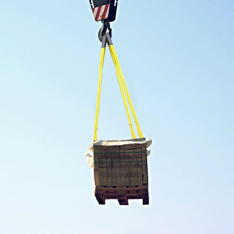 Vincreem 4-pack lift sling straps, front view, 1in x 6ft yellow polyester web slings lifting pallet