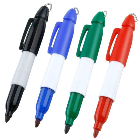 Black, blue, green, and red line markers from 8 Pack Golf Ball Marker Set With Multicolor Line Markers And Alignment Stencils For Easy Ball Marking In Seconds Great Golf Accessories For Precise Aiming And Visual Alignment On Every Hole