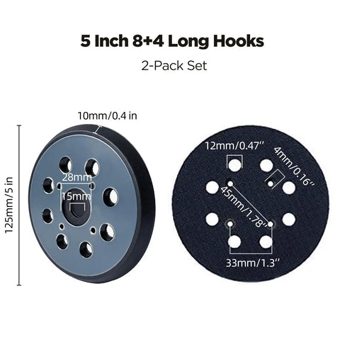 2 Pack 5 Inch Orbital Sander Replacement Pads With 8 Hole Dust Extraction And 4 Screw Holes Hook And Loop Mount Quick Swap