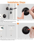 Installation steps for Solid Wall Door Bumper Stop With Thick 1 1/8 Inch Rubber Cushion And Matte Black Metal Shield.