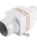 Heavy Duty Inline Marine Bilge Blower Fan DC 12 Volt 130 Cfm Slick White Abs Housing with intake design.