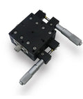Motorized Rotary Positioning Stage With XY60 L36 Cross Roller Guide Slide Table and fine adjustment on white background.