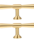 Brass Cabinet Handles 2 Pack T Bar Pulls Single Hole For Kitchen Drawers Wardrobe Cupboards And Doors Durable Furniture Hardware