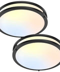 Two Pack 36W LED Ceiling Lights Black 13 Inch Flush Mount 3600 Lumens 2700K 3000K 4000K 5000K 6500K Color Changing Dimmable Fixtures