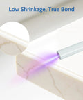 Quartz Countertop Repair Kit Quick Fix For Chips Cracks And Scratches On Granite Marble Ceramic Tile And More With 30 Second UV Cure shown repairing countertop edge
