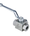 Taixin 3-way high-pressure ball valve, 3/8 in NPT female ports, L-bore, metal body with lever