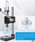 Leather Hole Puncher Hand Punching Machine Manual Press For DIY Leather Craft with drill chuck and punching heads visible.