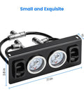 Panel Paddle Valve Switch With Two Air Suspension Pressure Gauges And Fittings For Car Air Bag System Lets You Dial In Ride Height Fast Durable And Secure For City Streets And Long Road Trips, shown front view with size measurements.