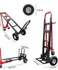 Convertible Hand Truck Dolly Cart Built To Haul Heavy Stuff With Four Wheels, Industrial Grade 1000 Lb Load, 2 Straps For Moving Furniture, Appliances, Boxes In Warehouse Or Office, Quick Assembly In Minutes Video Included showing various configurations