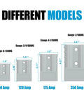 175 Amp 1 0 AWG Battery Quick Disconnect Connector Kit beefy heavy duty gray, different models size chart
