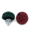 Six Piece Nylon Buffing Mushroom Wheels Set With Assorted 2 Inch 3 Inch And 4 Inch Sizes For Polishing And Cleaning Metal Surfaces Using Green And Red Grits For Smooth Finish And Fast Work, green and red nylon wheels.