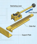 QWORK hardwood flooring jack and positioning tool, 2-pack; yellow jack with ratcheting lever and slide rail for install