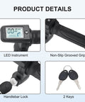 Twist Throttle for Electric Bikes and Scooters With LED Display, 24-72V Compatible, 3-Speed Adjustable Grip, Handlebar Lock