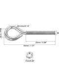 Pro 30 Pack M4x30mm Carbon Steel Eye Hook Screw Bolt Kit With Hex Nuts And White Zinc Plated Finish, included components.
