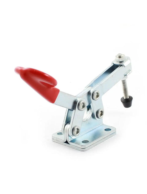 U Shaped Bar Vertical Toggle Clamp With Side Mount, Beefy Heavy-Duty Holding Clamp For Quick Action, 20Kg-300Kg (44Lb-661Lb) Capacity, 60 Degree Handle Open, 90 Degree Bar Open, Red And Silver, side view
