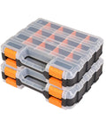 Heavy Duty Tool Box With Clear Lid Dual Side 34 Compartment Organizer Removable Dividers For Hardware Screws Bolts Nails Beads Jewelry And Fishing Gear Orange 2 Pack stacked view