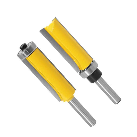 Straight Up Pro Grade Eight Millimeter Flush Trim Pattern Router Bit Featuring Dual Bearings And Kickback Resistant Build for precise woodwork.
