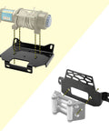Heavy Duty Winch Mount Plate Bracket Kit For Polaris RZR 900 1000 XP Turbo And General 1000 EPS shown with winch and roller fairlead