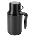 Road Warrior 12v Car Kettle Boils Fresh Water Fast With No Sweat Sipping And Top Tier Stainless Steel Build. Black kettle with ergonomic handle.