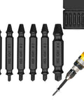 Six Piece Damaged Screw Extractor Tool Set For Stripped Screws Bolts And Nuts Easy Removal With High Speed Steel Bits shown