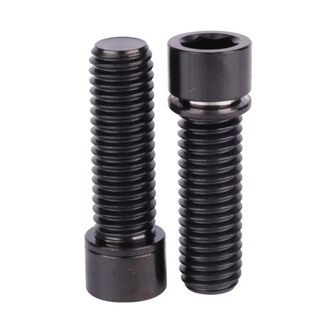 Badass Grade 5 Titanium M8 X 25mm Hex Bolts With Washers For Heavy Duty Bicycle Stem Replacement Hardware In Matte Black Finish.