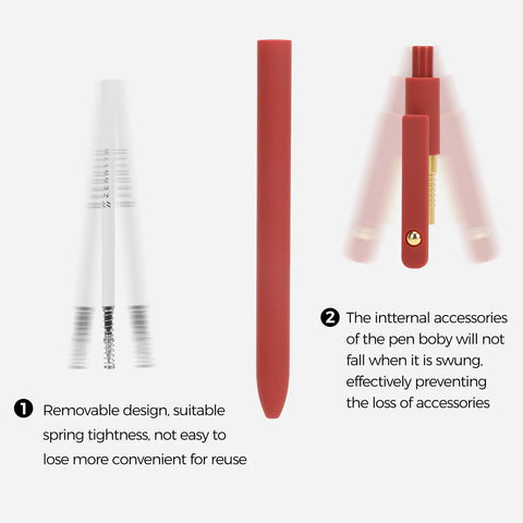 6 Pack 0.5mm Gel Pens Quick Dry Black Ink, fine point pen parts assembly, showing internal components and removable design.