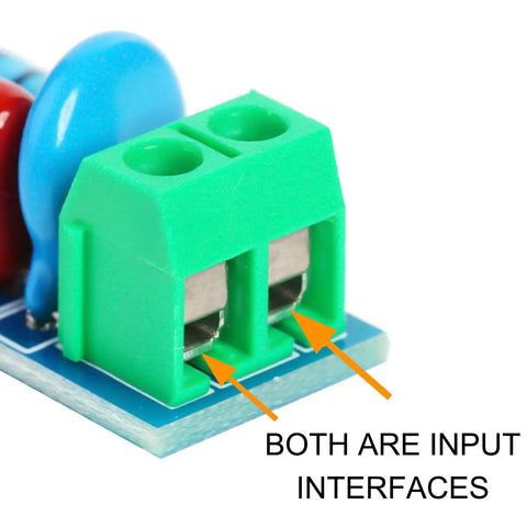 Close-up of input interfaces on Five Pack Relay Snubber Module For AC Or DC 5 To 400 Volt Inductive Load Contact Protection Varistor