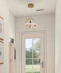 Lit Modern Gold Globe Pendant LED Chandelier With 3 Adjustable Rings in hallway 175 degree adjustable aluminum rings