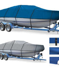 Heavy Duty Boat Cover For Triumph V15 Cool 2002 Model, 600 Denier Breathable Urethane Coated Marine Canvas, blue and gray options