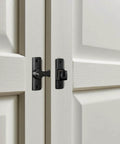 Heavy Duty Dual Angle Barn Door Lock With 90 And 180 Degree Install Easy To Mount Small Door Latch installed on white door