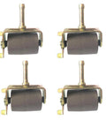 Bed frame caster wheels with locking, steel stems, brown plastic rollers, set of 4