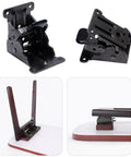 Dang Sturdy Heavy Duty Folding Table Legs And Bed Leg Expanders With Selflocking Hinge Screws Bulletproof Steel Support Brackets close-up of black folding table bracket
