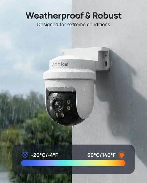 Hardwired Security Camera System With Night Vision And One Way Audio mounted outdoors in rain, IP65 Weatherproof camera.