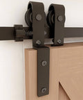 Beefy 11Ft Bypass Barn Door Hardware Kit For 66 Inch Double Doors, showing industrial grade steel track and nylon rollers