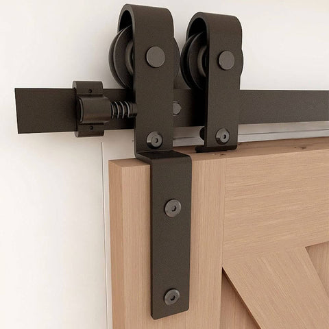 Beefy 11Ft Bypass Barn Door Hardware Kit For 66 Inch Double Doors, showing industrial grade steel track and nylon rollers