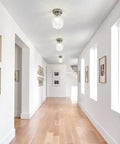 Crystal Chandelier 4 Light Flush Mount Ceiling Light Fixture With G9 Socket in modern hallway with wood floor.