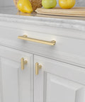 Brushed gold cabinet pulls and knobs on white cabinets with lemons and apples, Top Shelf 10 Pack Brushed Gold Cabinet Pulls 5 Inch 128 mm Spacing Kitchen Drawer Handles For Bathroom Vanity No Sweat Setup With Top Notch Build Quality That Stands Up To Daily Use And Keeps Your Home Looking Sharp With Zero Hassle.