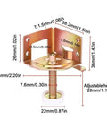 Adjustable Furniture Feet 8 Pack Leveling Feet with Threaded Post dimensions for tables, cabinets, and workbenches.